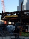 New York, NY, USA - January 21, 2020:ÃÂ Construction site with union workers, Local 40 Ironworkers Royalty Free Stock Photo